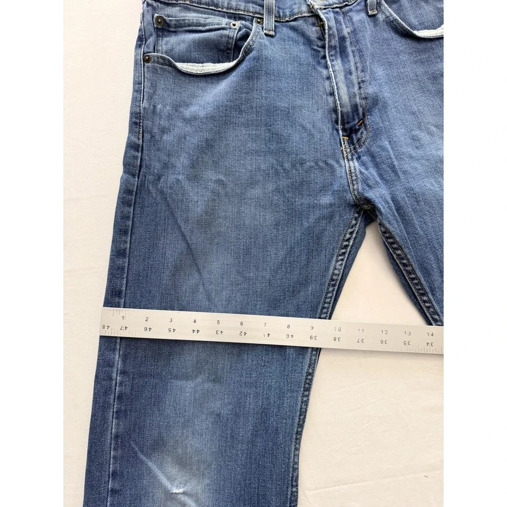 Levi's 505 Jeans Mens 34x30 Blue Medium Wash Regular Straight Distressed Denim